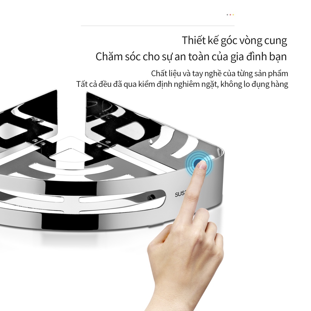 Kệ để đồ XINKUNLONG gắn góc tường thép không gỉ không cần khoan lỗ dành cho phòng tắm