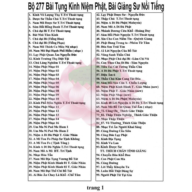 Bộ máy 277 Bài Tụng Kinh Niệm Phật, Bài giảng Sư Nổi Tiếng