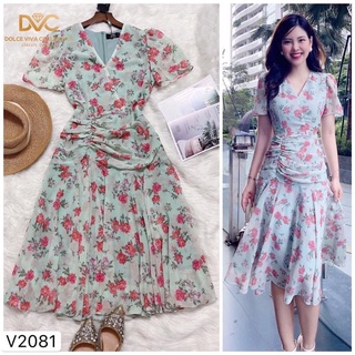 Váy voan cổ v - hàng thiết kế dvc