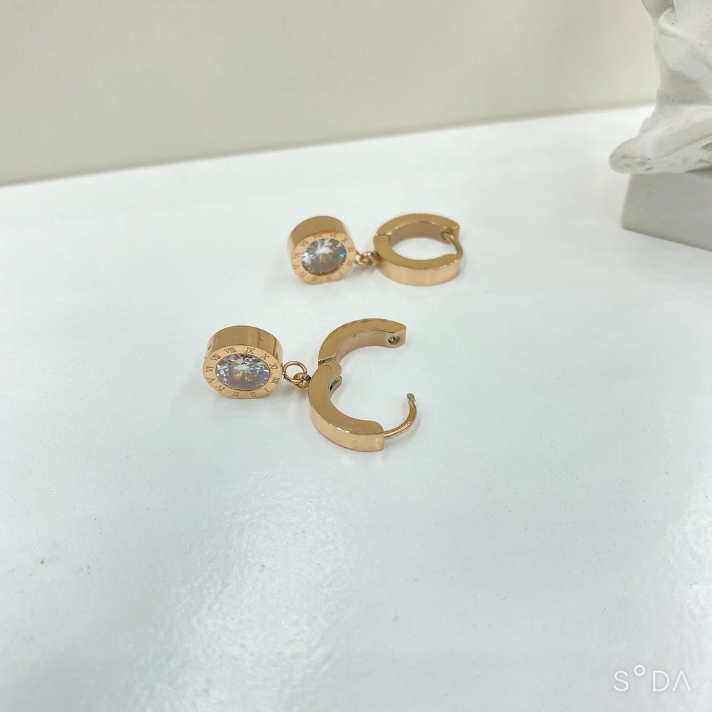 Bông tai nữ titan Zircon đính đá E5-308c - CAM KẾT KHÔNG BAY MÀU