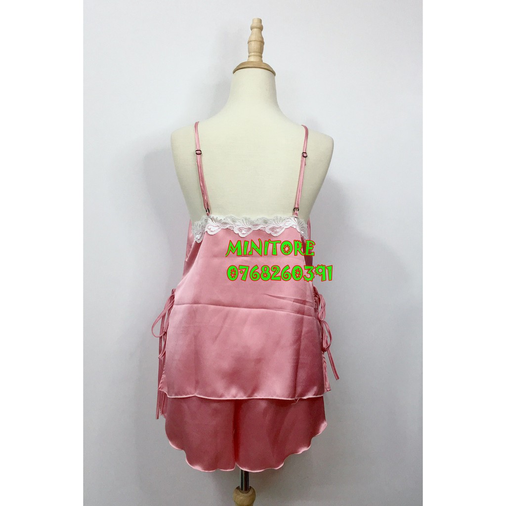 [45KG-60KG] ĐỒ NGỦ SATIN SIÊU SEXY CỘT DÂY HÔNG, VẢI MỀM MỊN MÁT MẶC NGỦ GỢI CẢM - HÀNG XƯỞNG NHÀ MAY ĐƯỜNG MAY KỸ