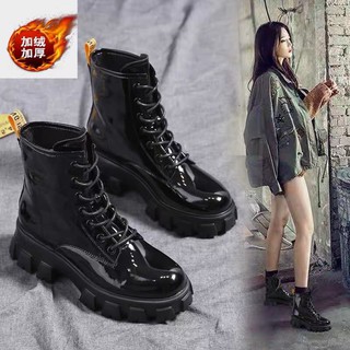 Bốt Martin nữ phong cách Anh mùa thu 2020 mới tất cả phù hợp với giày bốt xe máy đế dày nêm retro bốt ngắn nữ
