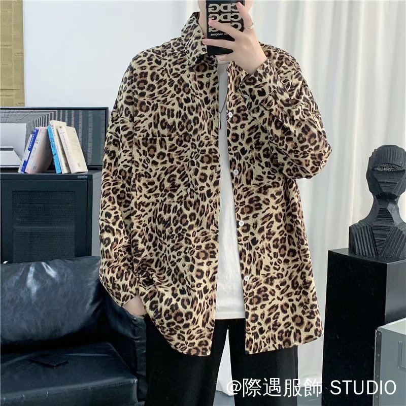 Áo Sơ Mi Tay Dài In Họa Tiết Da Báo Kiểu Vintage Cá Tính | BigBuy360 - bigbuy360.vn