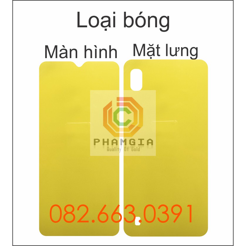 Dán PPF bóng, nhám cho Samsung A10/ A10S/ A01 màn hình, mặt lưng, full lưng viền siêu bảo vệ