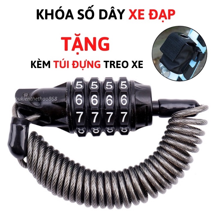 Khóa Xe Đạp Mini, Khóa Số Chống Trộm Bằng Thép 4 Số Phụ Kiện Xe Đạp Cao Cấp Không Cần Chìa Khóa