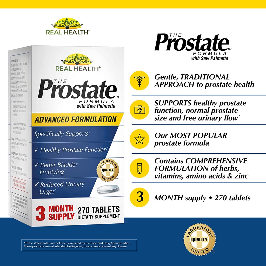 [DATE 9/2023] Real Health The Prostate Formula with Saw Palmetto Tablets 270 VIÊN