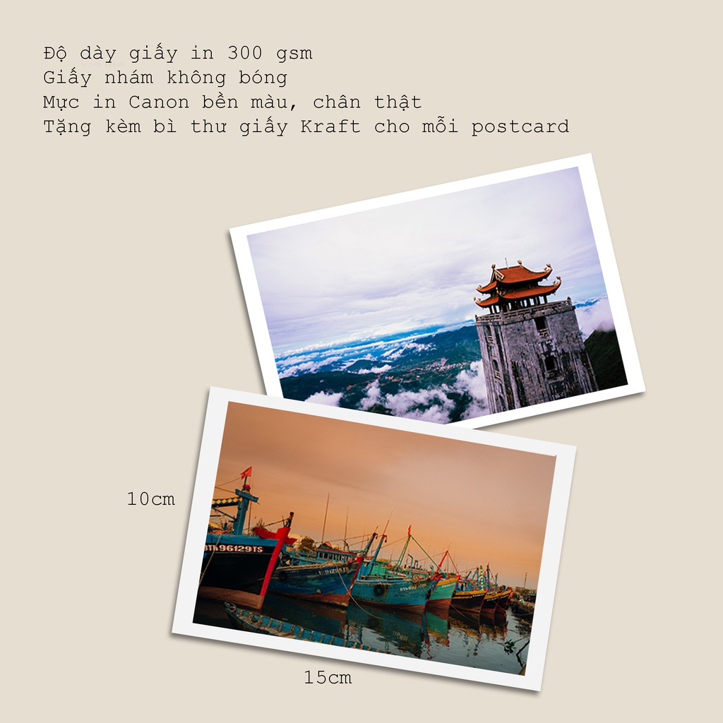 Postcard, Thiệp trang trí, quà tặng lựu niệm chủ đề  Việt Nam - P7, Tặng kèm bì thư giấy Kraft