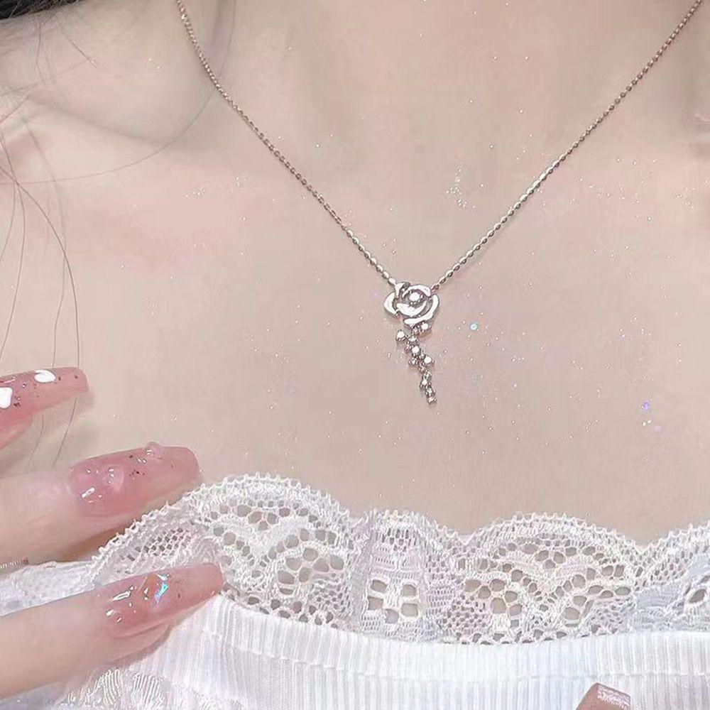ANEMONE Vòng Cổ Choker Mặt Hoa Hồng Lấp Lánh Thời Thượng