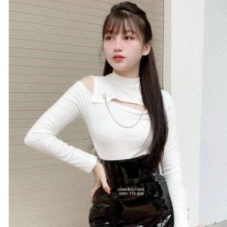 Áo thun hở vai khoét ngực_Áo xích khoét ngực hở vai