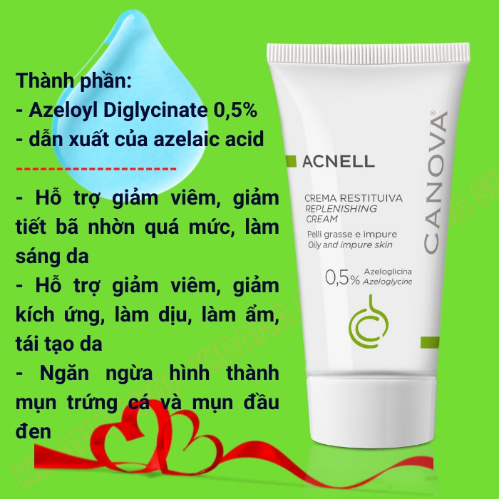 Kem ngừa mụn giảm mụn CANOVA Acnell 50mL hỗ trợ giảm viêm, giảm tiết bã nhờn làm dịu, tái tạo da | BigBuy360 - bigbuy360.vn