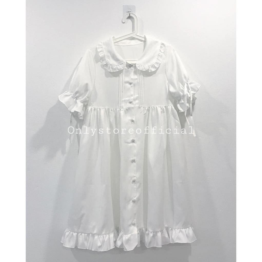 Đầm babydoll nữ, đầm xòe đuôi cá cổ bèo ngắn, đầm nữ, đầm trắng, đầm loli, đầm ulzzang, chất thô mềm, đầm suông