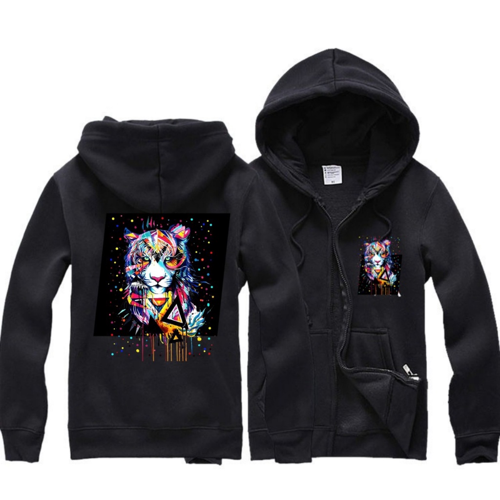 ÁO KHOÁC NỈ NAM NỮ - HOODIE ZIP ULZZANG HOẠ TIẾT HỔ 3D LOANG MÀU