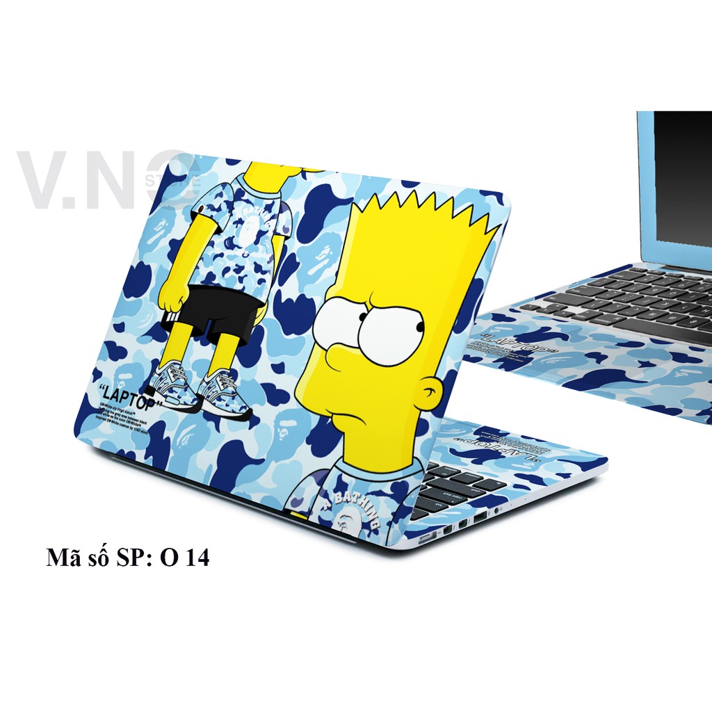 Decal dán laptop - ipad V.NO SKIN Simpson Bape các dòng máy dell/acer/asus/lenovo/hp