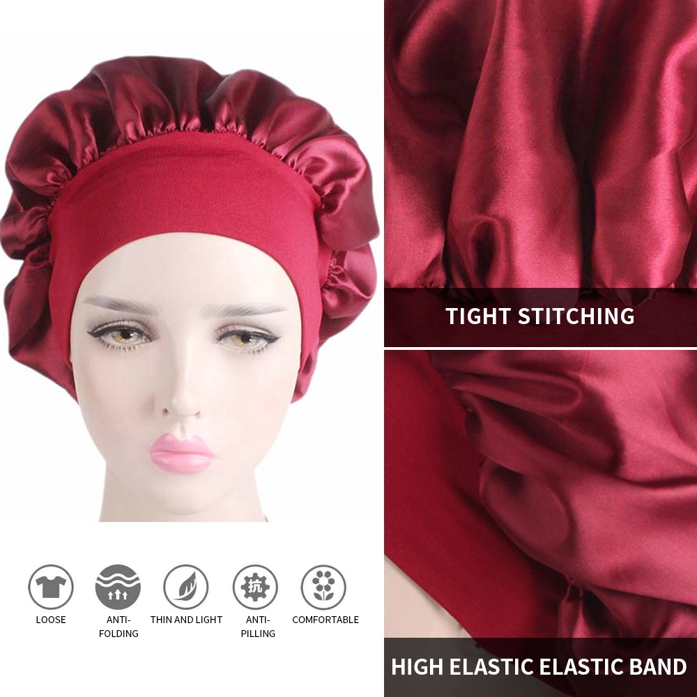 Mũ trùm đầu dùng đi ngủ chăm sóc tóc bằng vải satin dành cho nữ
