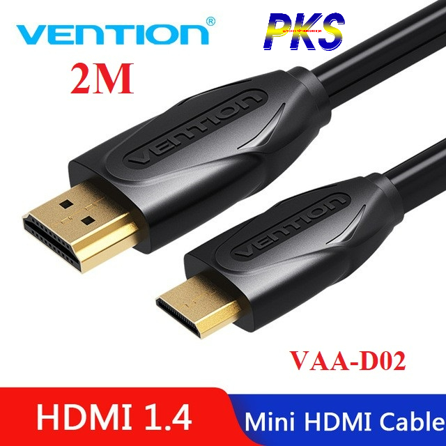 Cáp chuyển đổi Mini HDMI sang HDMI mạ vàng cao cấp dài 2m Vention - Hàng chính hãng