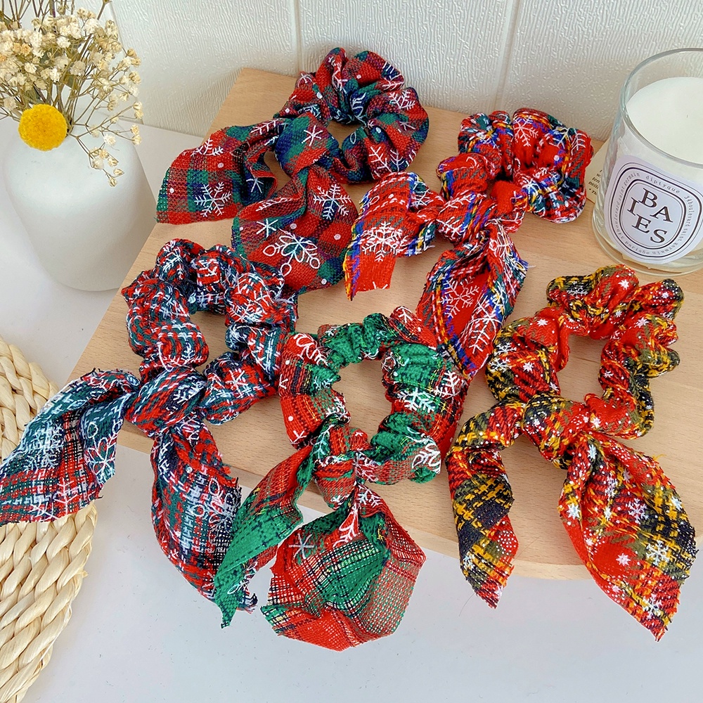 Dây buộc tóc co giãn nhiều màu sắc phong cách giáng sinh thời trang cho nữ