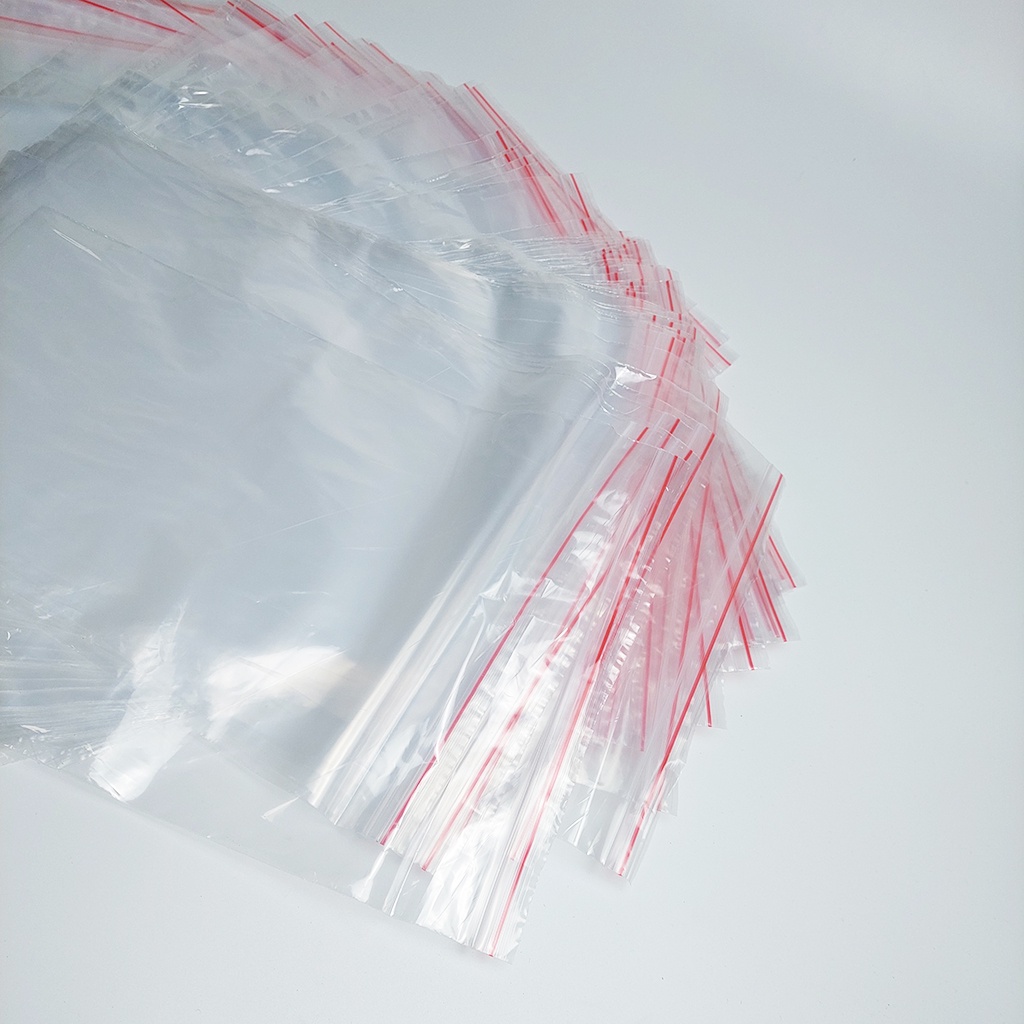 100 Túi Zip Chỉ Đỏ Bấm Mép - size 28 x 40 cm