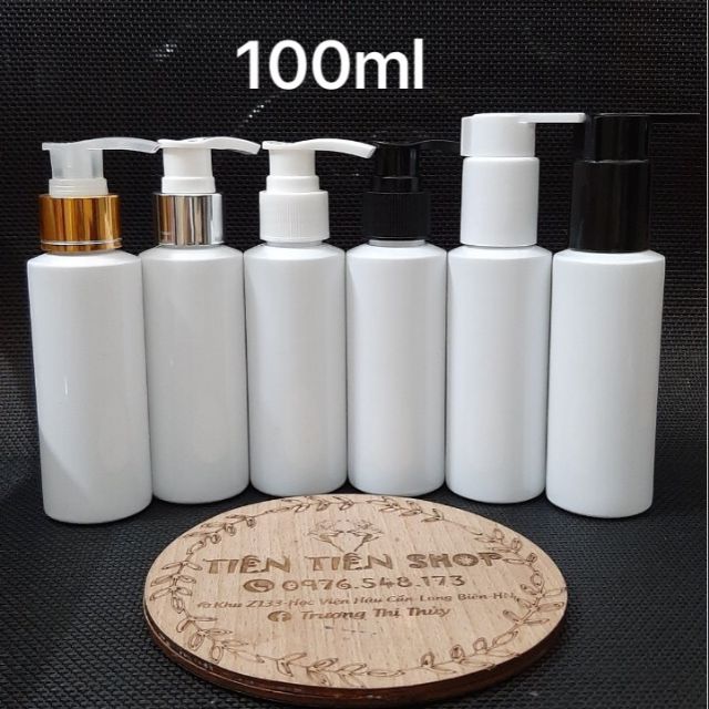 Chai nhựa trắng 100ml vai vuông vòi ấn