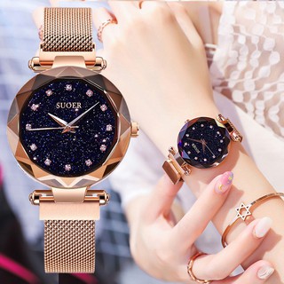 (SIÊU SANG CHẢNH)Đồng Hồ Nữ Suoer Hàn Quốc - Dây Titanium Khóa Nam Châm Cao Cấp