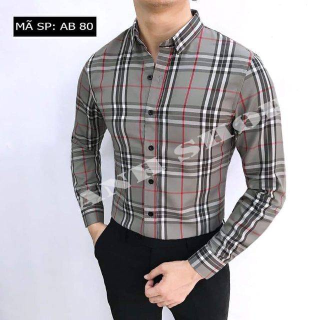 Aó sơ mi nam kẻ BUBERRY nhiều màu hàng hộp may kĩ không xù không nhăn cực chất