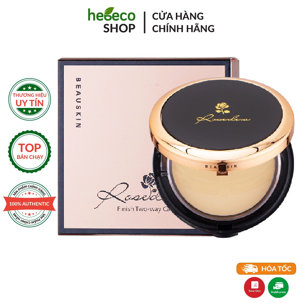 Phấn phủ Siêu mịn - Kiềm dầu Beauskin Rosedew Two Way Cake 12g - Hàn Quốc Chính Hãng