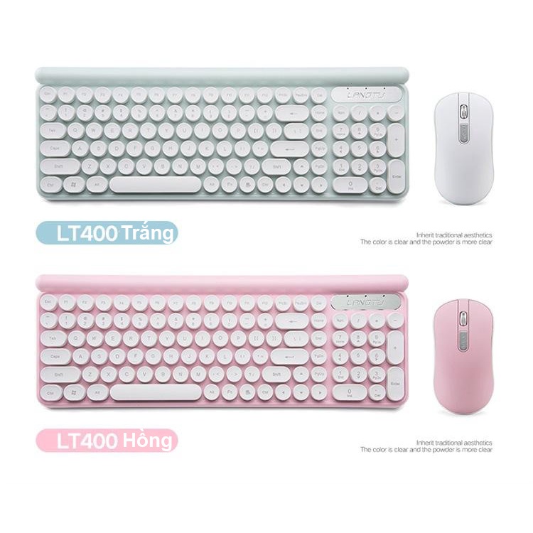 Bộ bàn phím chuột không dây LT-400 sạc pin dùng cho văn vòng, pc, laptop, tivi - AT