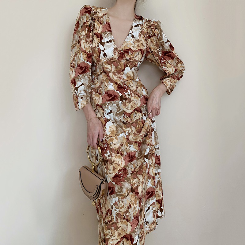 Đầm Hoa Tay Phồng Thời Trang Dành Cho Nữ