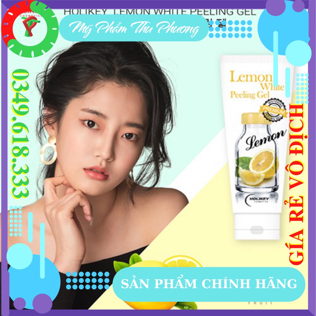 Tẩy Tế Bào Chết Da Mặt Hàn Quốc Tại Nhà Cho Da Dầu Mụn Tự Nhiên Chanh Holikey Lemon White Peeling Gel