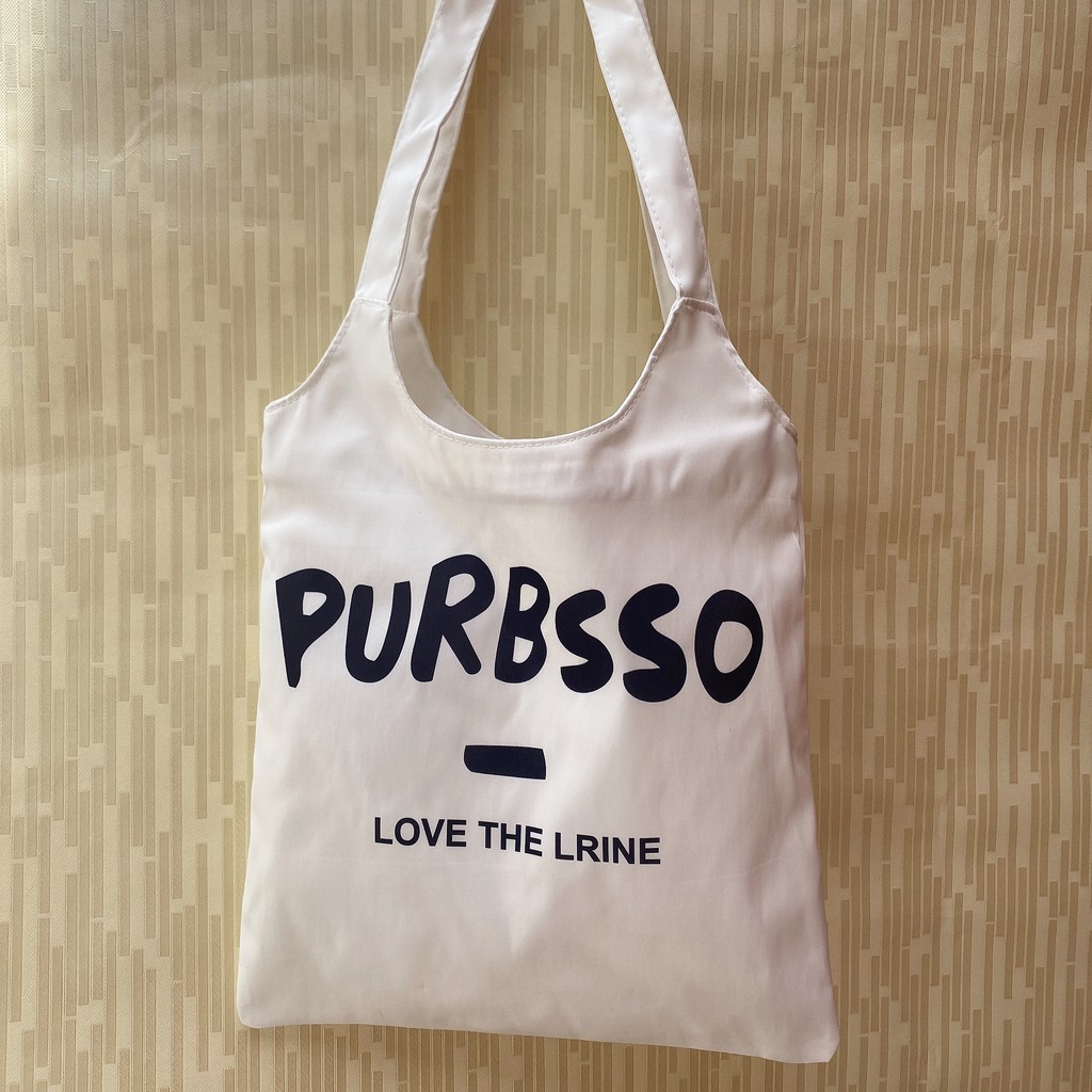 Túi tote In Chữ PURBSSO vải Canvas[FREESHIP] đeo vai phong cách Ulzzang form Unisex Vintage - TT38- LUXCY store