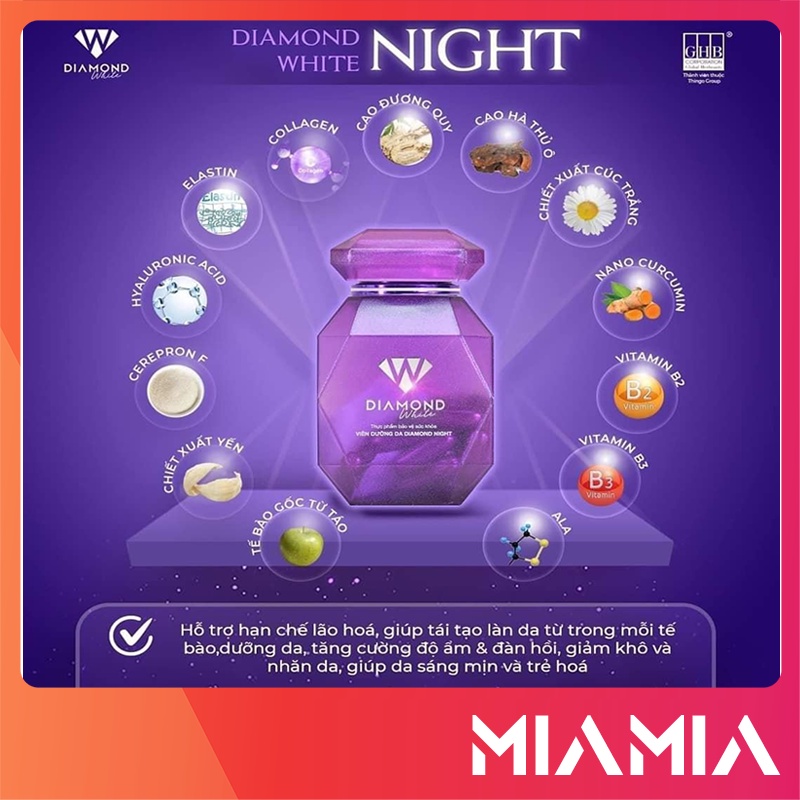 Viên Uống Trắng Da Ngọc Trinh Phiên Bản Mới Diamond White Day & Night GHB Chính Hãng