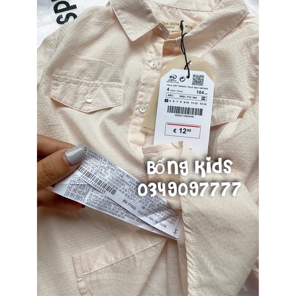 Áo Sơ Mi Bé Gái Túi Nắp Be Cát ZR