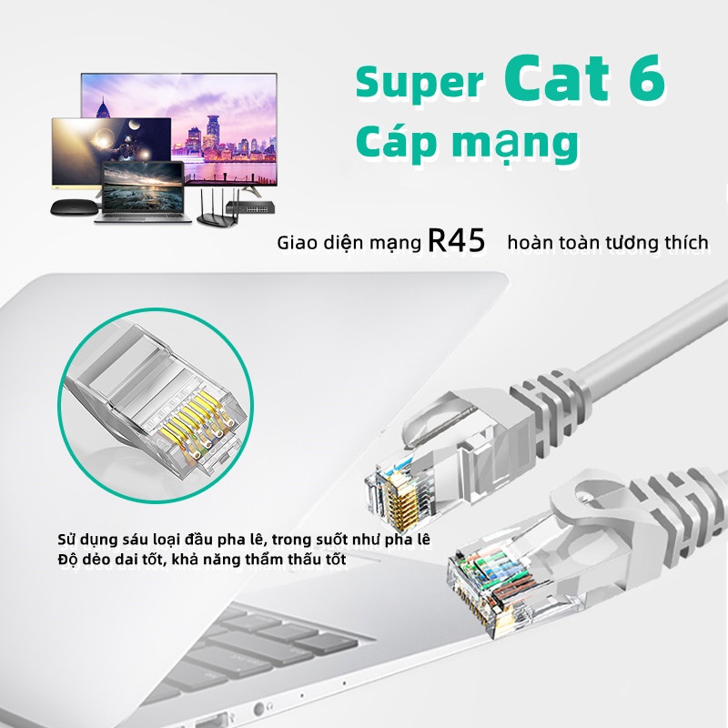 Dây Cáp Mạng Dây Cáp Internet Bấm Sẵn 2 Đầu CAT6  10M 15M 20M 30M Thiết Bị Mạng Loại tốt - Điện Việt