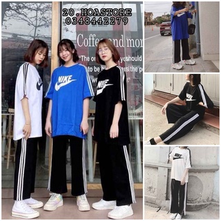 SET BỘ THỂ THAO ÁO PHÔNG TAY LỠ IN CHỮ MIX QUẦN ỐNG SUÔNG 3 SỌC HOT