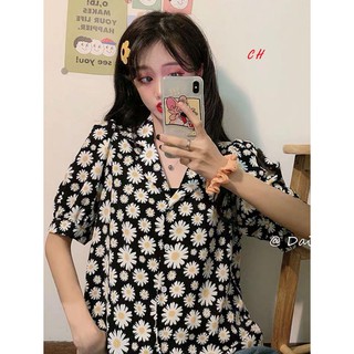 Sơ mi hoa cúc cổ vec mát mẻ