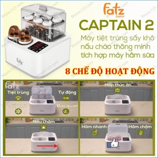 Máy tiệt trùng sấy khô đa năng kiêm máy nấu cháo chậm Fatzbaby Captain 2 - Fatz FB4315SL - Tích hợp hâm sữa thức ăn