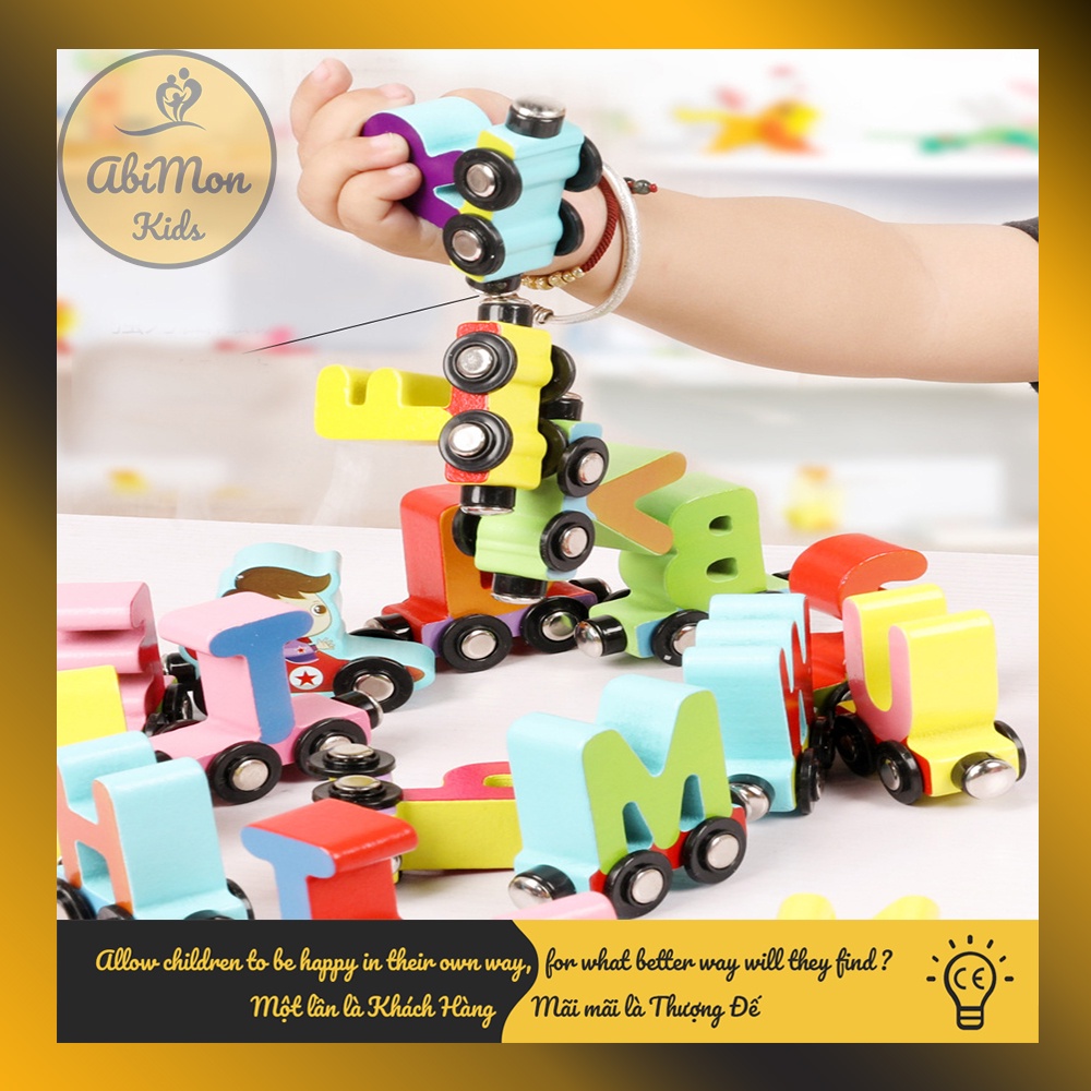 Đoàn Tàu Nam Châm Bằng Gỗ Cho Bé (bảng chữ cái) ☘️ Montessori cao cấp ✨ Đồ chơi Giáo Dục - An toàn - Thông minh