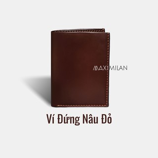 VÍ ĐỨNG DA BÒ THẬT 100% NÂU ĐỎ - DA BÒ PULL-UP