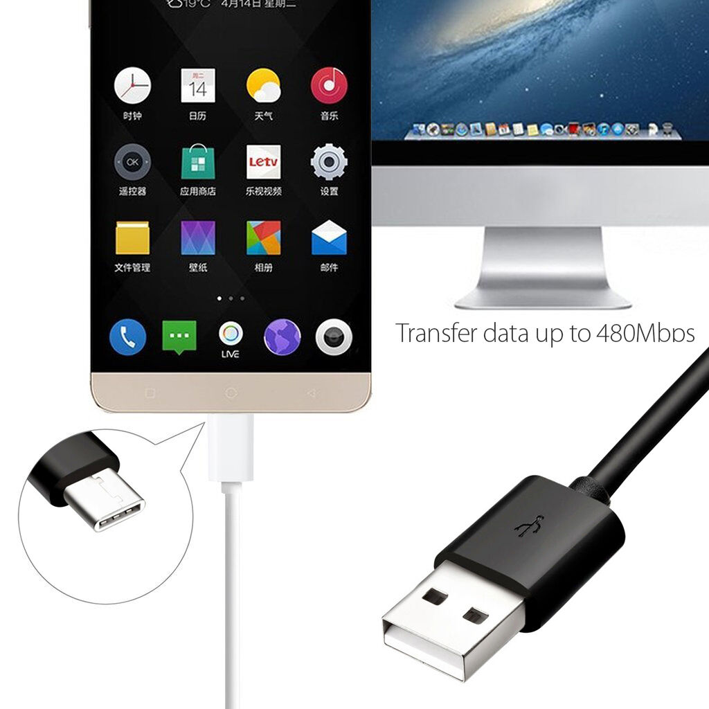 Dây Cáp Sạc Nhanh 1m Usb 2.0-a Tương Thích Với Huawei P30 Oneplus 7 Pro