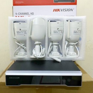 Bộ KIT Camera WiFi HIKVISION NK42W0H - 1 Đầu 4 Camera 5 Nguồn Adapter 1 Dây HDMI - Hàng Chính Hãng
