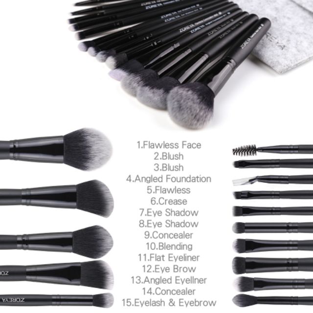 Bộ cọ make up 15 cây Z'oreya kèm túi