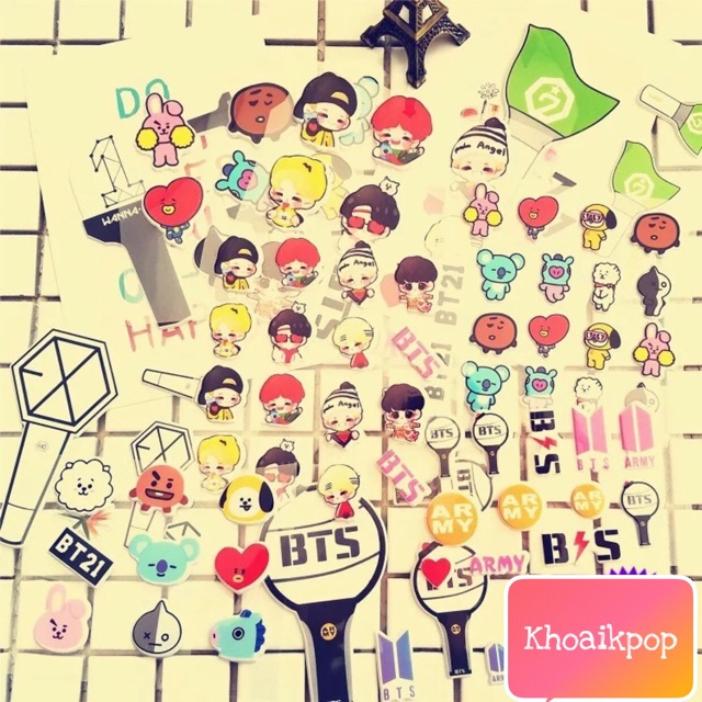 Sticker dán điện thoại, máy tính...BTS,EXO, WANNA ONE, GOT7, SEVENTEEN,Twice, BLACKPINK,Nine