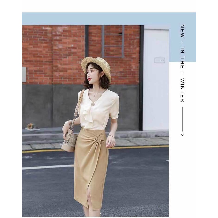 Chân váy công sở xoắn eo _ Hàng Quảng Châu