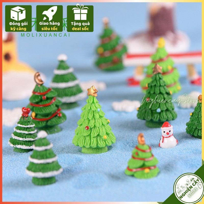 Phụ kiện Cây thông noel 3cm trang trí tiểu cảnh, cây cảnh, sen đá