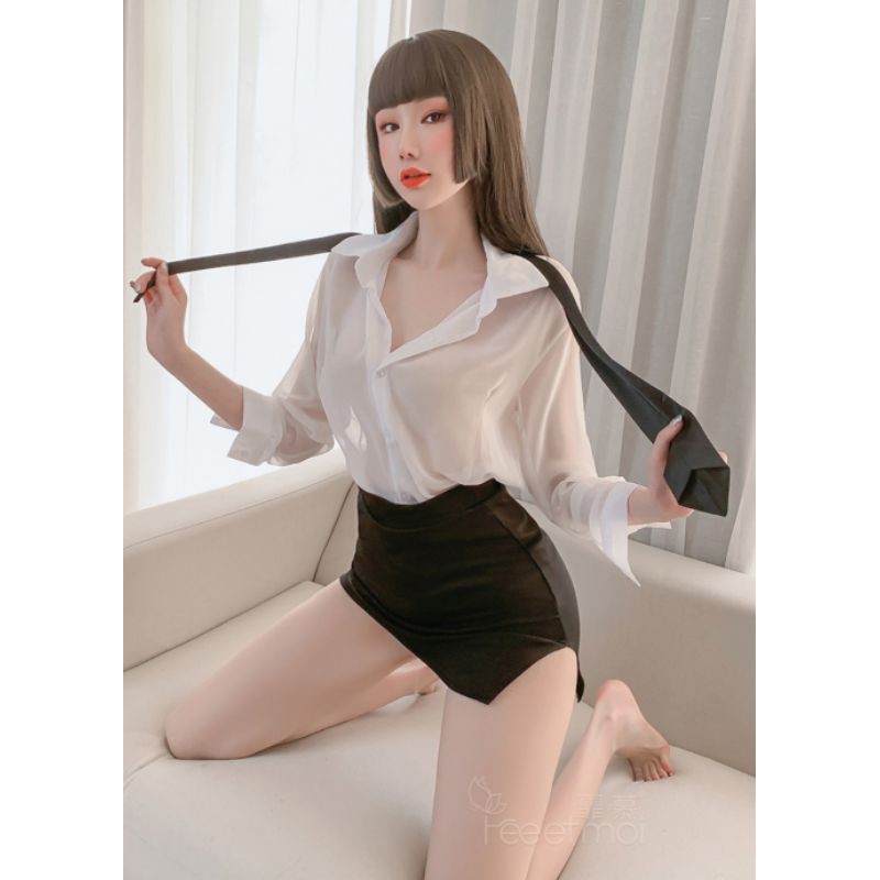 C06 cosplay thư kí giáo viên dài tay sexy gợi cảm clip thật