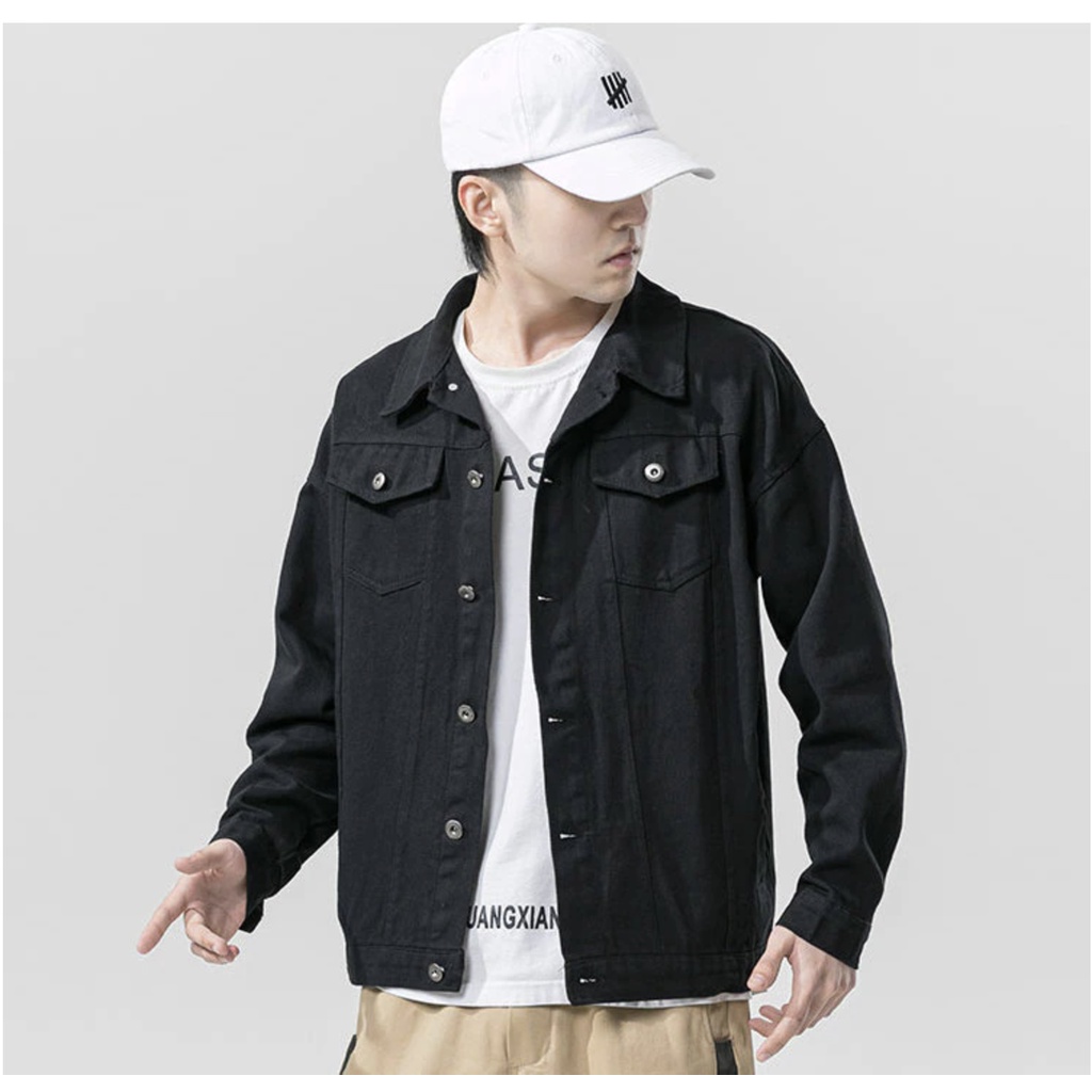 SALE XẢ HÀNG >>> ÁO KHOÁC JEANS NAM ĐEN THÊU HOẠ TIẾT CHỮ VẢI DENIM THẤM HÚT THOÁNG MÁT CAO CẤP V2
