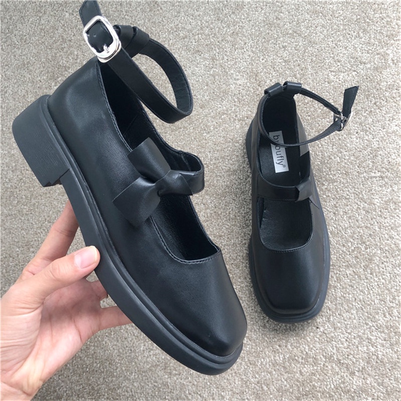 Leather Shoes2021Autumn New Ankle-Strap Buckle Mary Jane Shoes Versatile Loafers