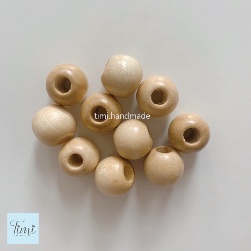 10 hạt gỗ tròn phủ bóng nhiều màu size 16mm/20mm làm macrame, trang trí, thủ công