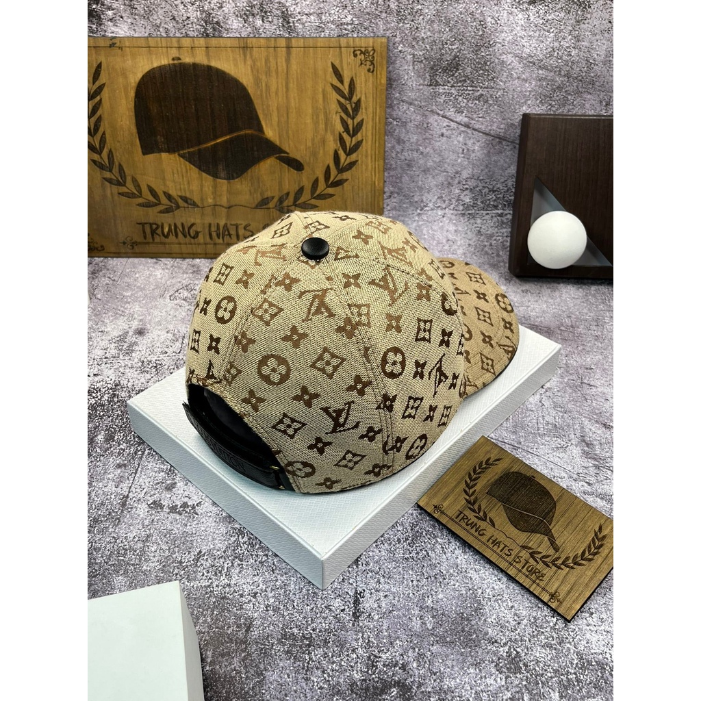 Nón kết, mũ lưỡi trai nam nữ LV Viền Da vải Kaki mịn thời trang cá tính chuẩn phong cách (Ảnh thật)