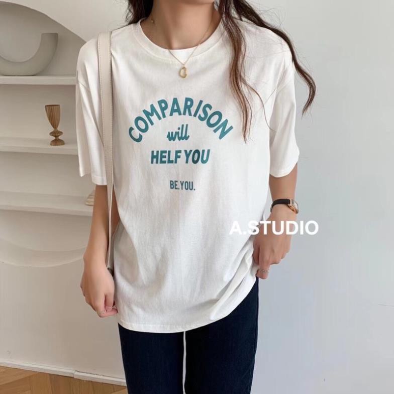 Áo thun áo phông tay lỡ cộc tay nữ from rộng unisex phom dáng rộng Quảng Châu