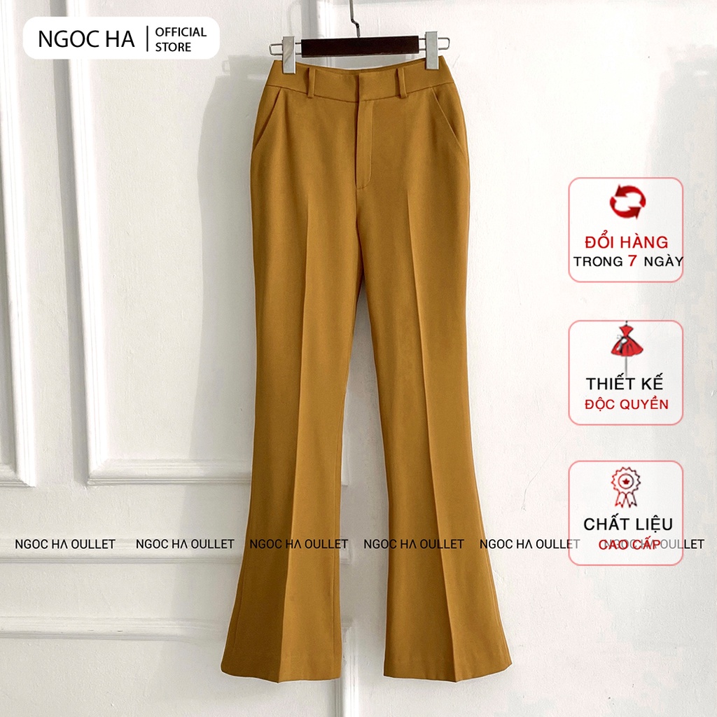 Quần Ống Loe Công Sở Lưng Cao, Quần Ống Loe Nhẹ Nữ Chất Liệu Cao Cấp NGỌC HÀ Design H-Q001